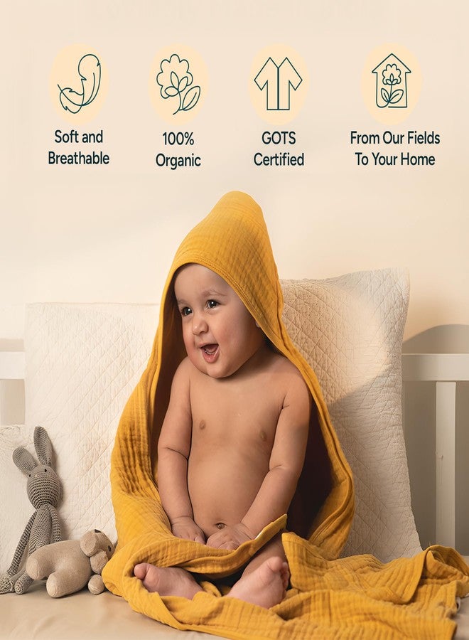 NINTARABABY منشفة نينتارابي بغطاء رأس للاستخدام بدون استخدام اليدين - مصنوعة من قطن موسلين عضوي فاخر 100%، مقاس 30 بوصة × 30 بوصة، فائقة الامتصاص، ناعمة، تسمح بمرور الهواء، مضادة للحساسية، متعددة الاستخدامات، هدية مثالية للأطفال الرضع والصغار - Image 5